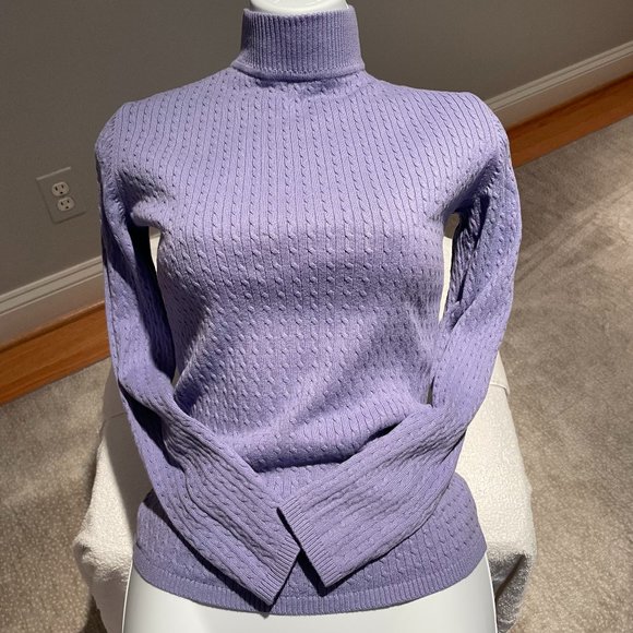 EUC Karen Scott Mock Turtleneck Sweater, Lilac-Purple, Cotton, Petite Small - Picture 2 of 9